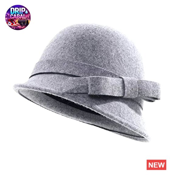 Wool Felt Fedora Hat with Bow Adjustable Drawstring Winter main image 5